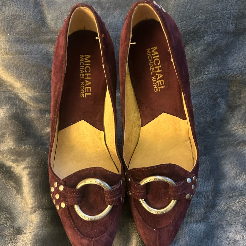 Michael Kors Deep Purple Heels with Silver Accents